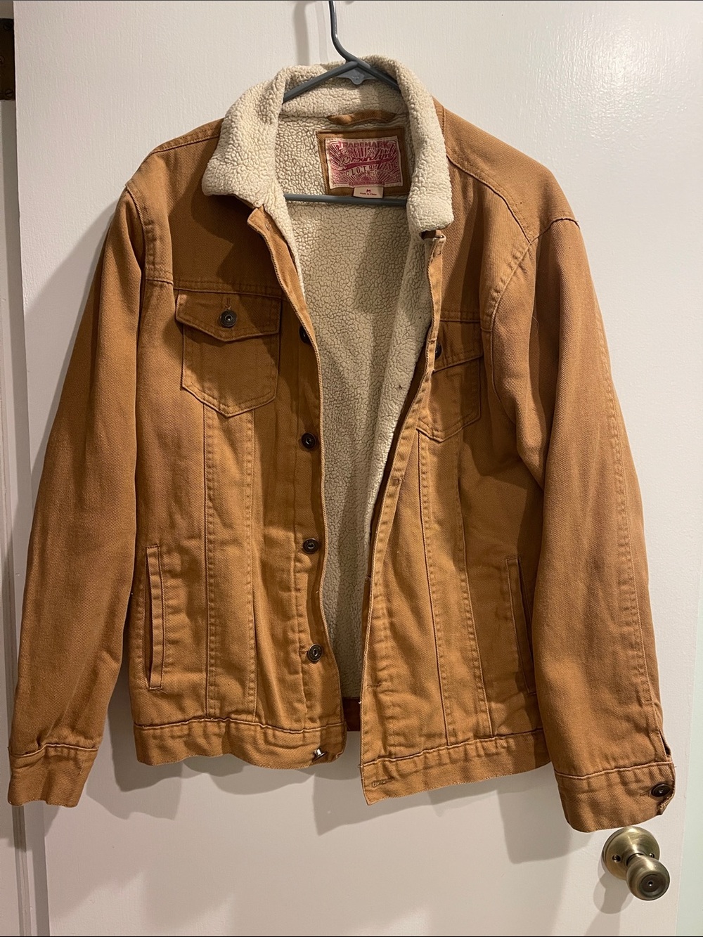 Men's Tan Sherpa-Lined Shirt Jacket - Lightweight Layering